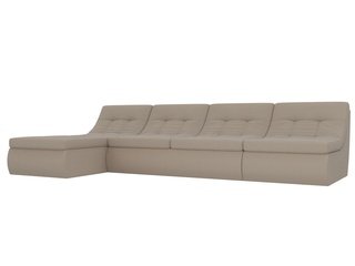 Угловой модульный диван-кровать левый Холидей, бежевый/рогожка