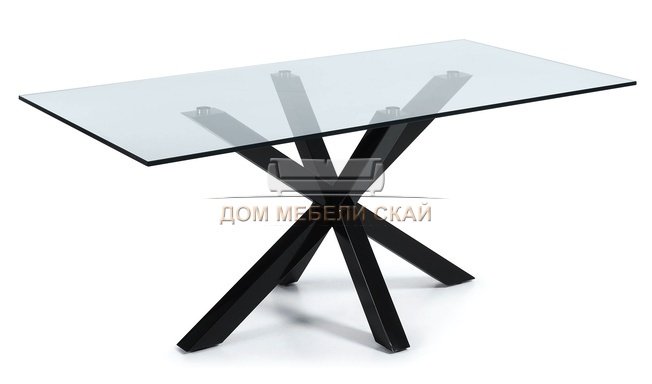 Стол обеденный Arya 200x100, черный каркас/прозрачное стекло C408C07