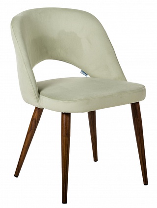 Стул-кресло Lars, велюровый светло-зеленого фисташкового цвета/темный орех