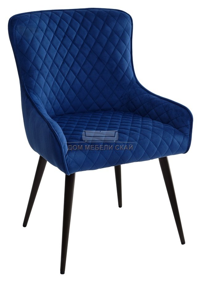 Стул TITAN, велюровый синего цвета/черный каркас