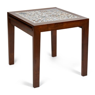 Стол обеденный раскладной Kasablanca CT 3030 с плиткой, тёмный дуб/рисунок- марокко