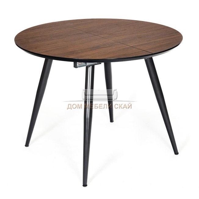 Стол обеденный раскладной круглый Eclipse mod. 9005, темный орех/черный