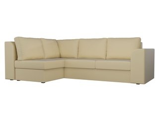 Угловой диван-кровать левый Пауэр, бежевый/экокожа
