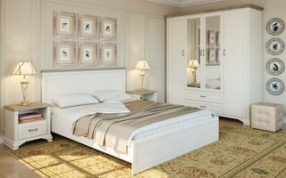 Комплект спальни Монако с 4-дверным шкафом, сосна винтаж