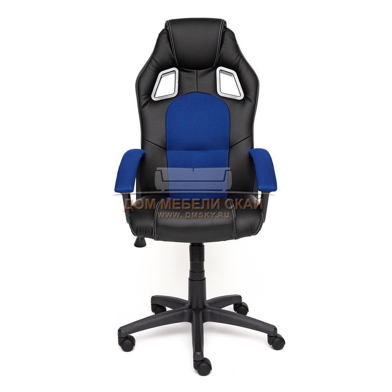 Кресло офисное Драйвер Driver, черная экокожа/синяя сетка 