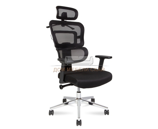Кресло офисное Ergo, черный пластик/черная сетка/черная ткань