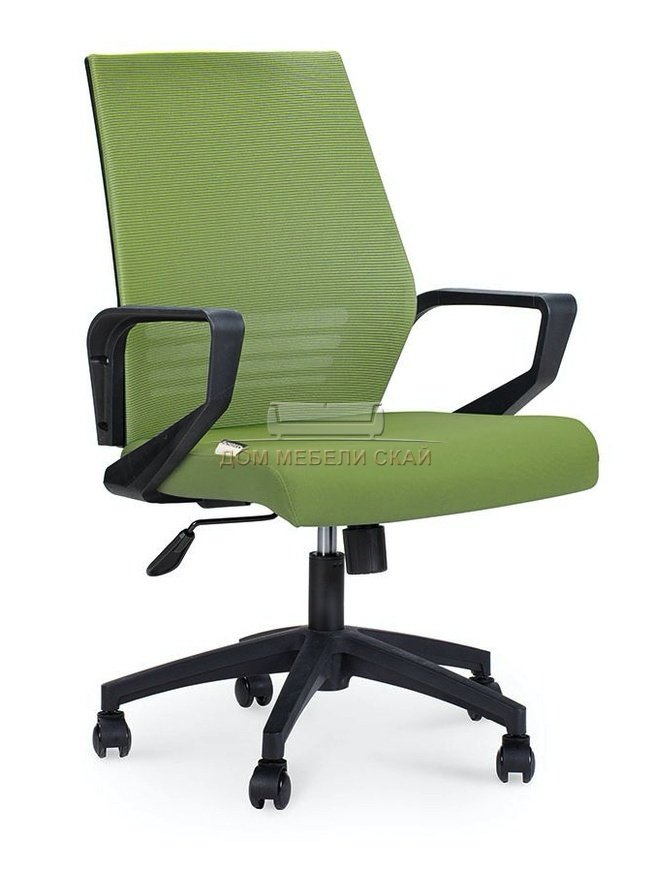 Кресло офисное Эрго black LB, черный пластик/зеленая сетка/зеленая ткань