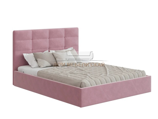 Кровать двуспальная 180х200 Соната с ПМ, велюр розовый