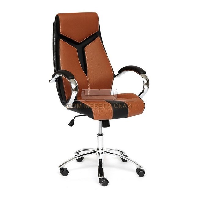 Кресло офисное Глосс GLOSS, черная/коричневая экокожа