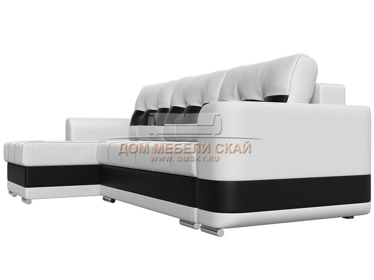 Угловой диван-кровать левый Честер, белый/черный/экокожа - купить в Москвенедорого по цене 65 990 руб. (арт. B10026829)