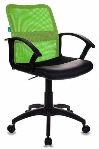 Кресло офисное CH-590, черная экокожа/салатоваясетка