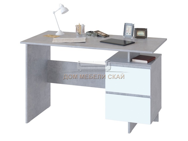 Стол письменный СПМ-19, белый/бетон