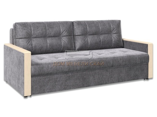 Диван-кровать Норд с декором БНП, серый велюр/columbia/береза