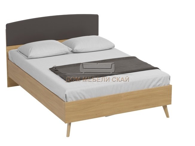Кровать полутороспальная Нордик 1400, дуб сантана золотистый/шоколад матовый