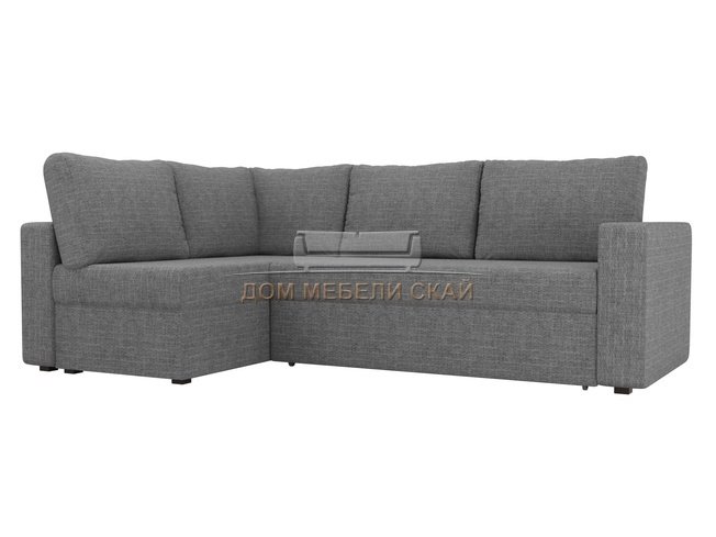 Угловой диван-кровать левый Оливер, серый/рогожка