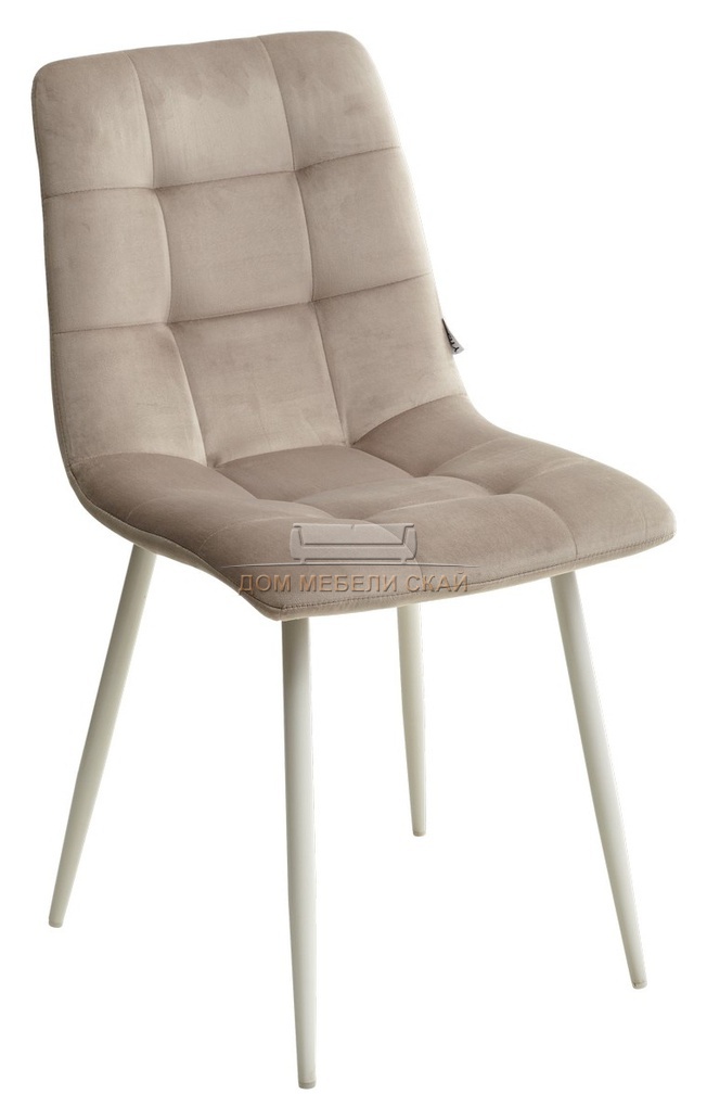 Стул CHILLI, велюровый серо-бежевого цвета G108-10 светлый кварц/белый каркас