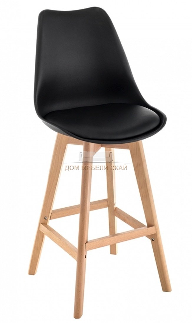 Барный стул Burbon, экокожа черного цвета