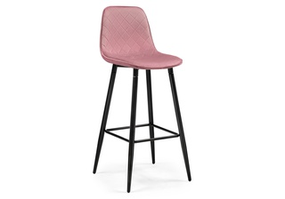 Барный стул Capri, велюровый розового цвета pink/черный black