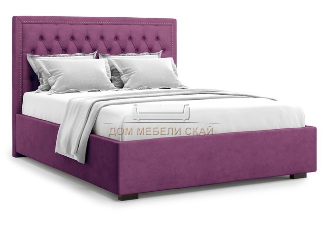 Кровать полутороспальная 140x200 Orto без подъемного механизма, фиолетовый велюр velutto 15