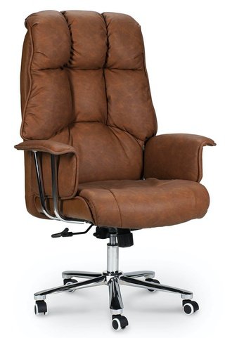 Кресло офисное Президент, сталь/хром/коричневая №321 экокожа