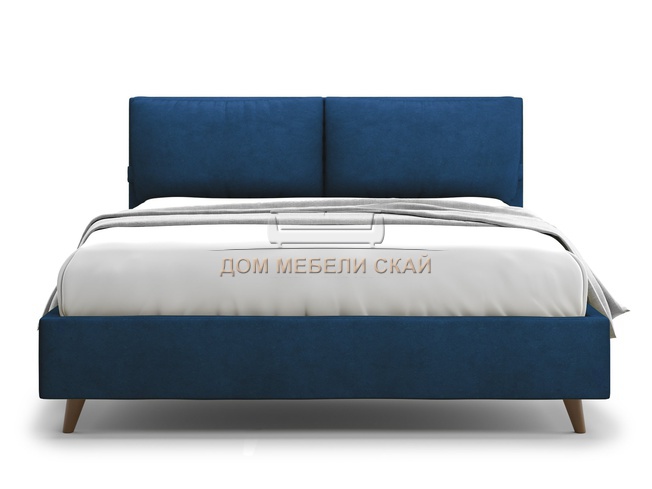Кровать полутороспальная 140x200 Trazimeno Lux, синий велюр velutto 26