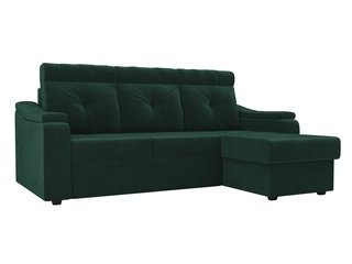 Угловой диван-кровать правый Джастин, зеленый/велюр