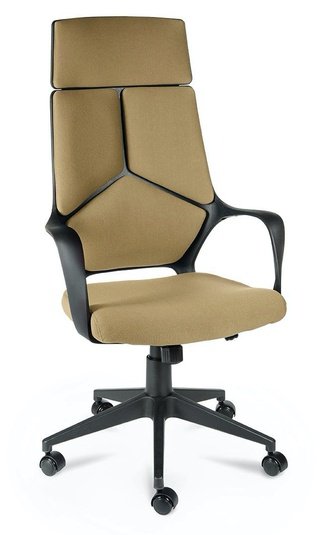 Кресло офисное IQ, черный пластик/слоновая кость ткань