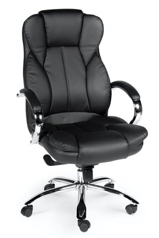 Кресло офисное Верса, black/сталь/хром/черная экокожа