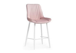 Полубарный стул Седа, велюр розовый/белый
