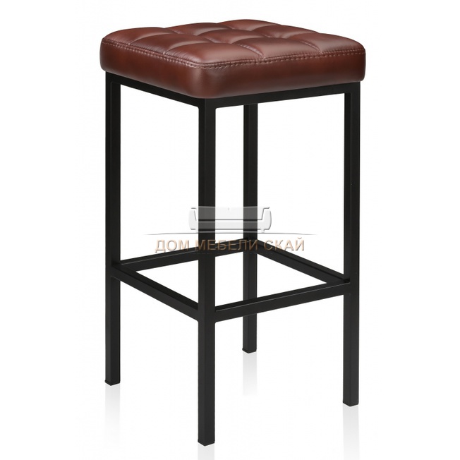 Барный стул Лофт, экокожа коричневого цвета мустанг браун/черный матовый
