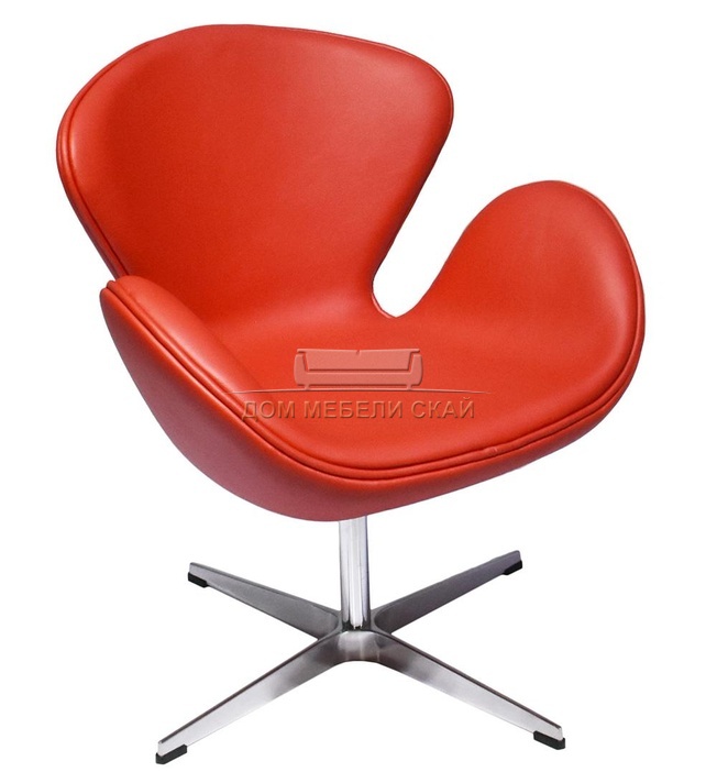 Кресло SWAN CHAIR, прессованная кожа красного цвета