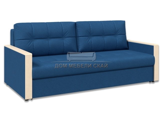 Диван-кровать Норд с декором, синяя рогожка/береза