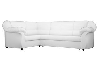 Угловой диван-кровать левый Карнелла, белый/экокожа