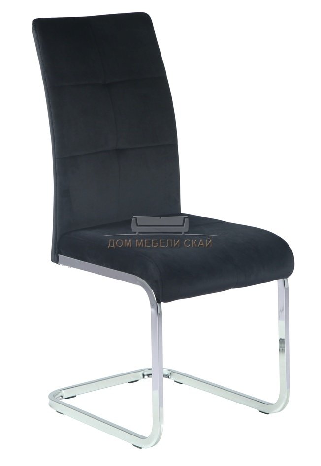 Стул металлический X-545, велюровый черного цвета/хром каркас