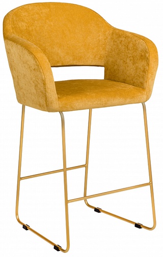 Кресло барное Oscar, велюровый жёлтого цвета/линк золото