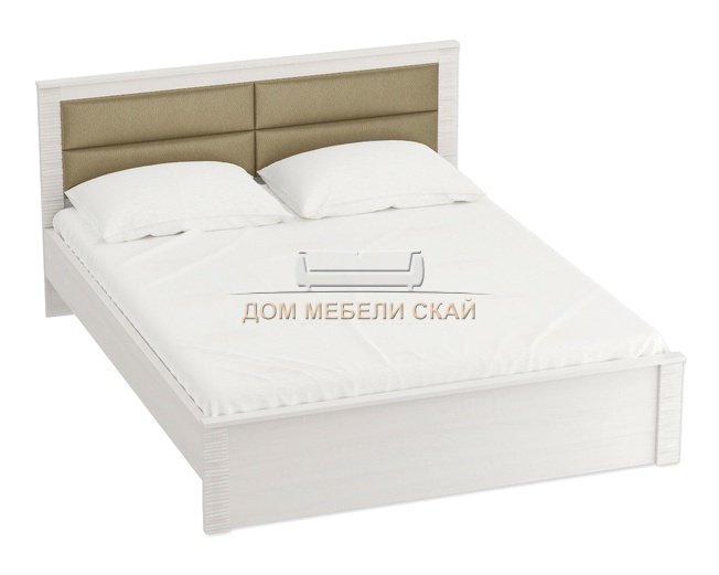 Кровать двуспальная 180x200 Элана с мягкой спинкой, бодега белая