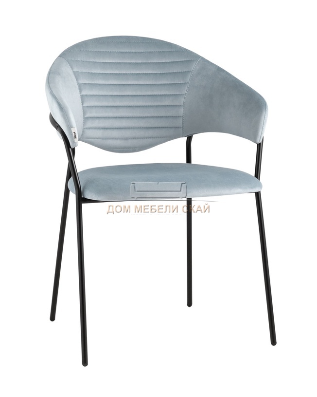 Стул Алексис, велюровый пыльно-голубого цвета/черный
