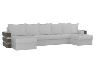 П-образный угловой диван Венеция, белый/экокожа