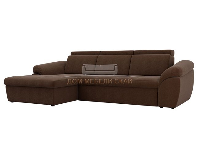 Угловой диван-кровать левый Мисандра, коричневый/рогожка