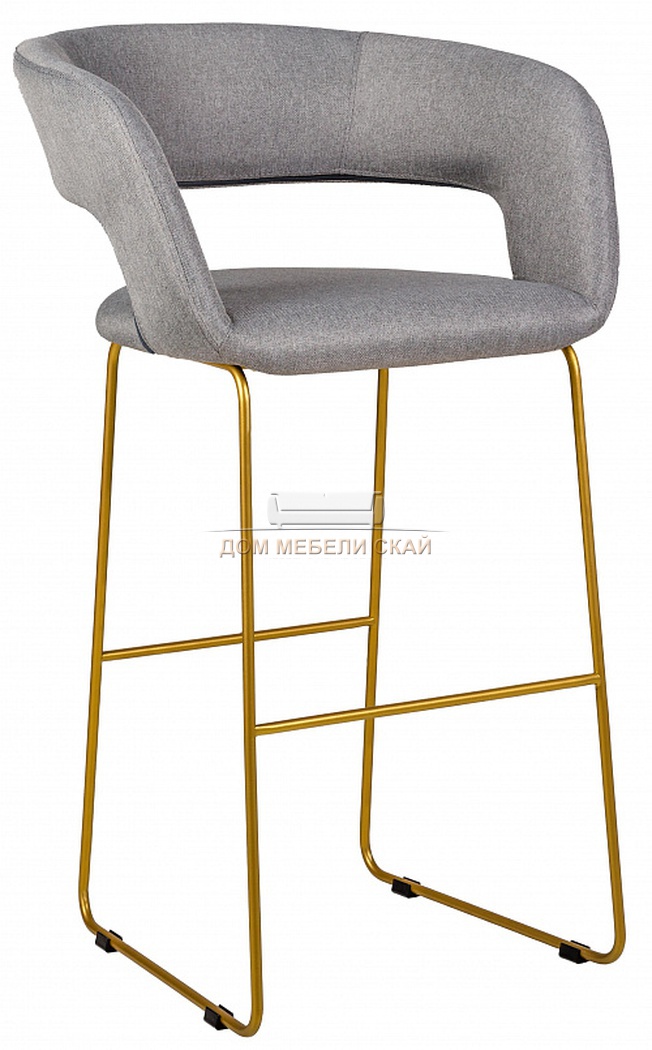 Стул-кресло барное Walter, рогожка светло-серого цвета/линк золото