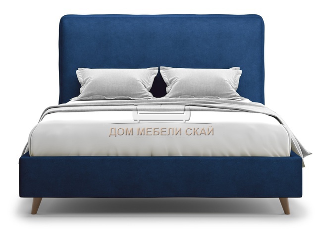 Кровать полутороспальная 140x200 Brachano Lux, синий велюр velutto 26