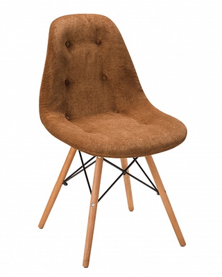 Стул Eames, велюровый коричневого цвета/W натуральный бук