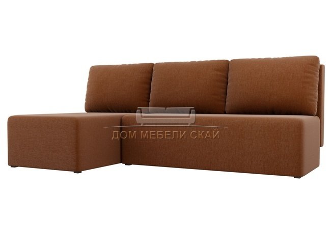 Угловой диван-кровать левый Поло, коричневый/рогожка
