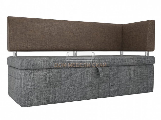 Кухонный диван Стоун с правым углом, серый/коричневый/рогожка