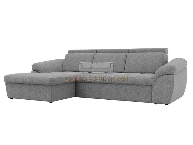 Угловой диван-кровать левый Мисандра, серый/рогожка