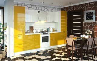 Кухня Модерн 3200, желто-белый глянец