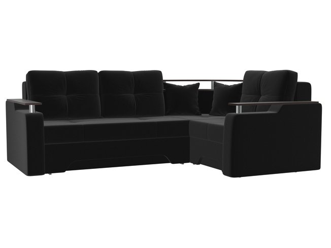 

Угловой диван-кровать правый Комфорт, черный/микровельвет