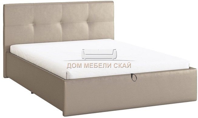 Кровать полутороспальная 140x200 Куба с подъемным механизмом, бронзовая экокожа