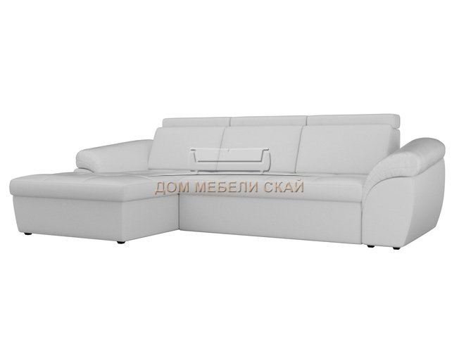 Угловой диван-кровать левый Мисандра, белый/экокожа