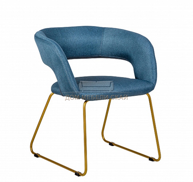 Стул-кресло Walter, рогожка синего цвета/линк золото